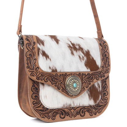 Yellowstone Frontier Ridge Handtooled Bag in Oat Mocha