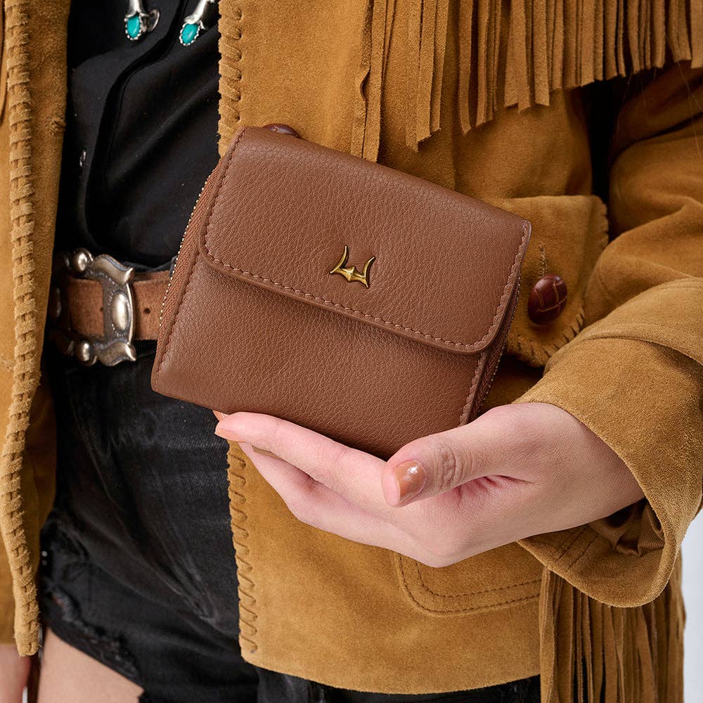 Loyal West Sophia Card Holder In Brown Leather Calfskin