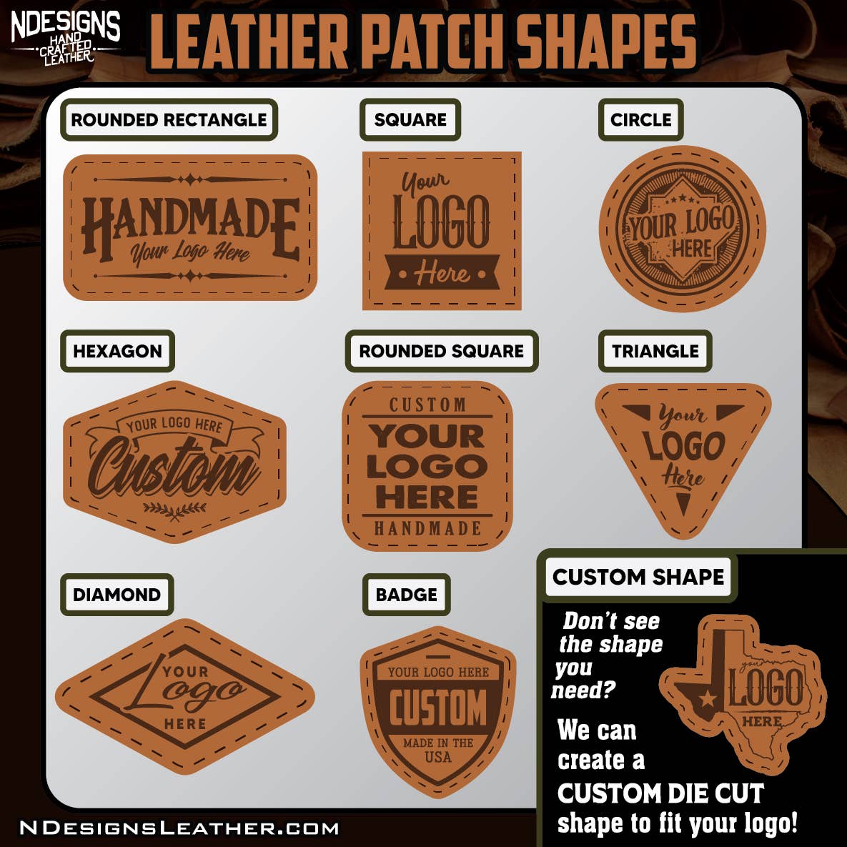 Custom Logo Leather Patch Hat - Patches are sewn, not glued!
