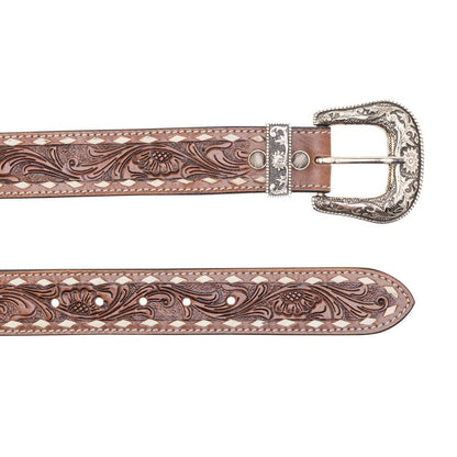 Talavera Handtooled Leather Belt for Women in Ember