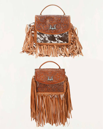 Loyal West Classic Flap Medium Tassle Bag Cowhide And Calfskin