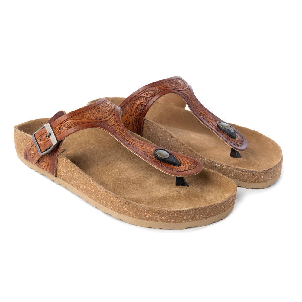Crockler Western Hand-Tooled Sandals