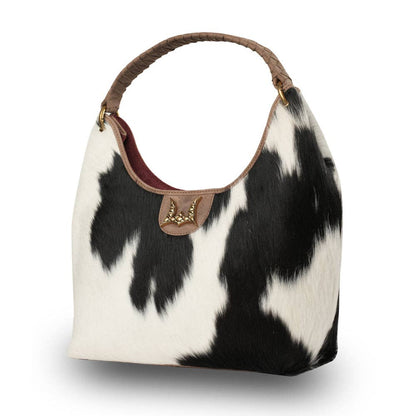 LW Medium Purse - Black & White Cowhide
