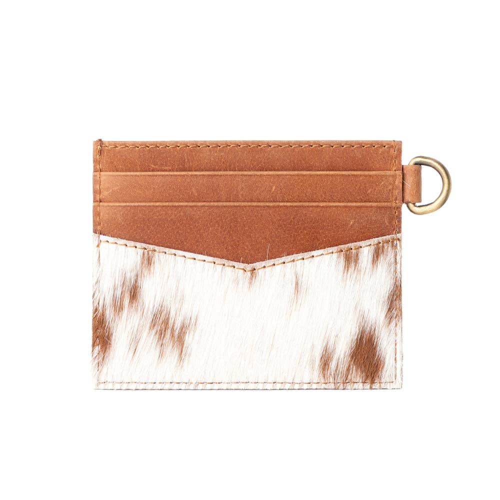 Cowtown Card Holder for Women in brown with hair-on detail
