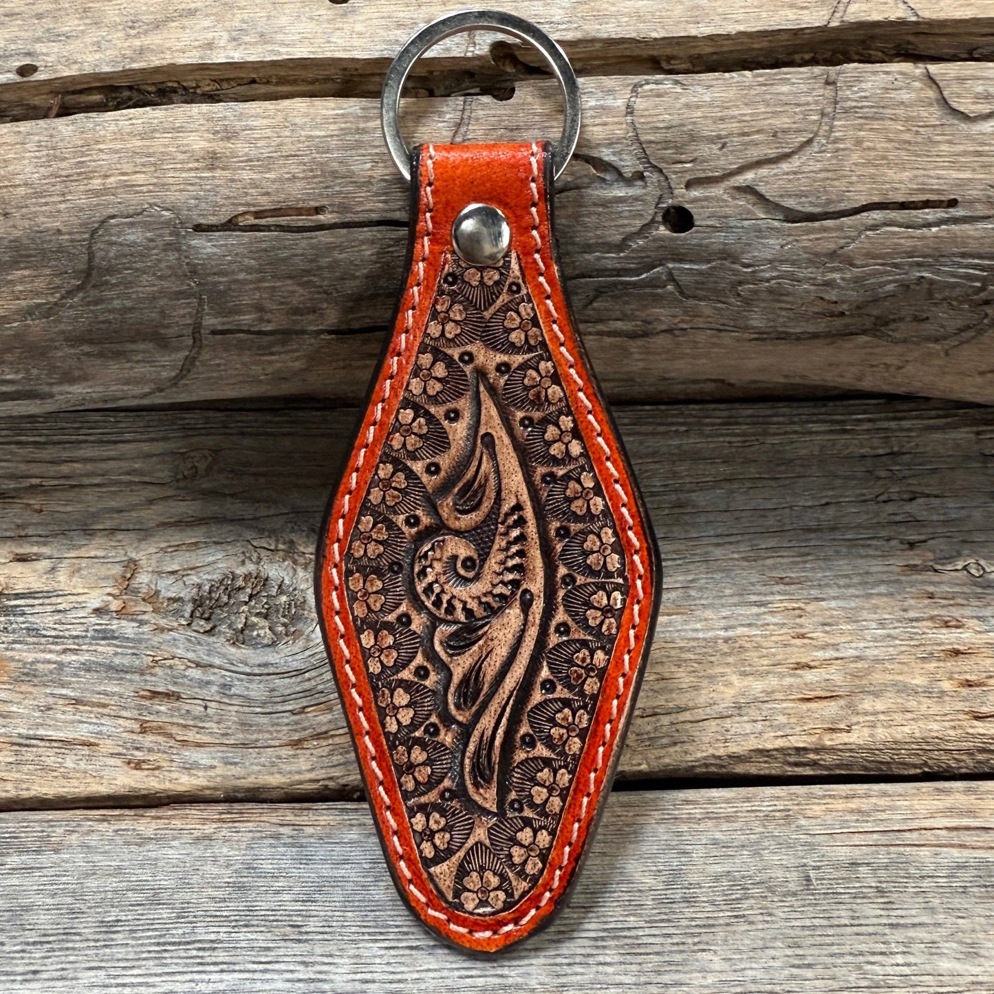 Two Tone Leather Hand Painted Key Chain