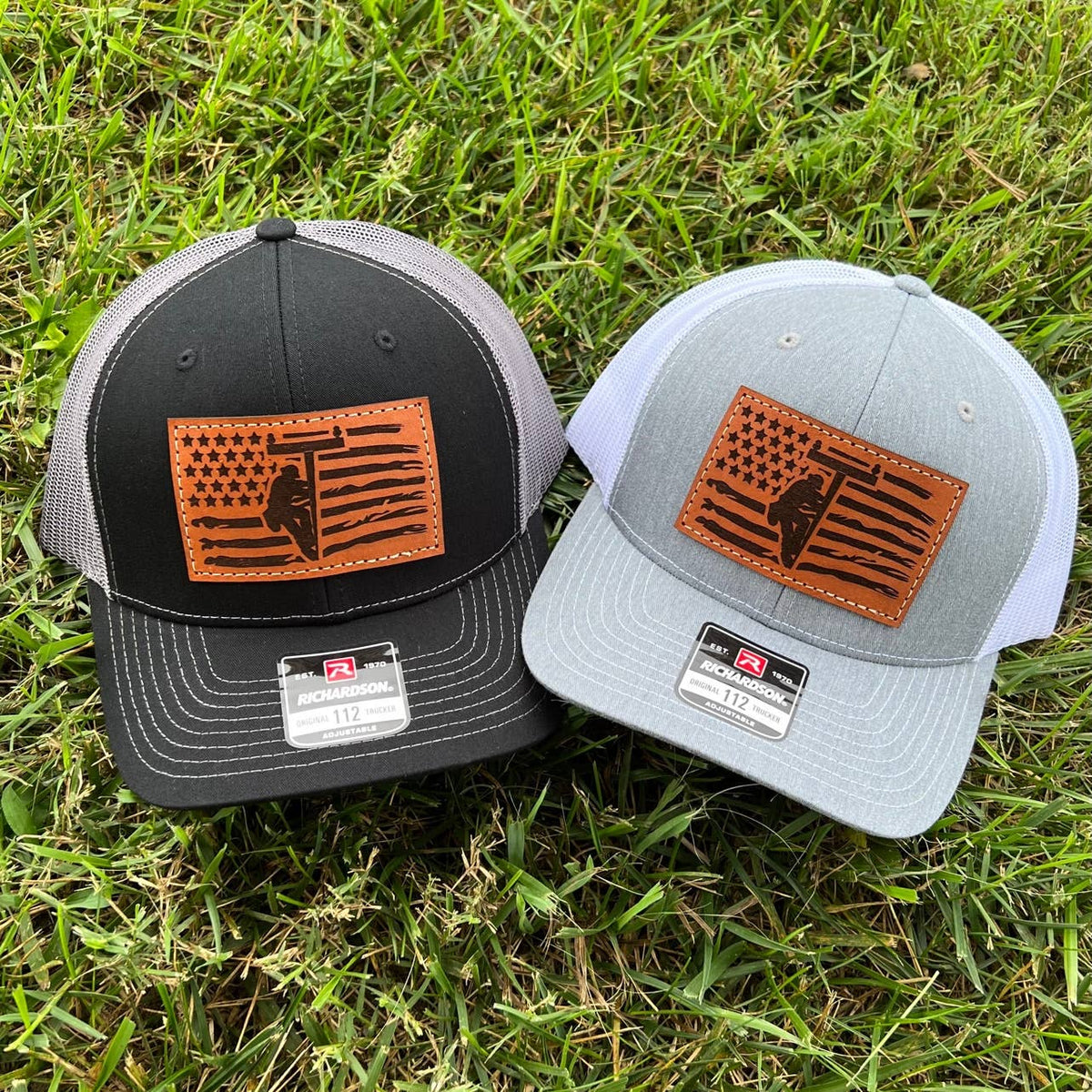 Custom Logo Leather Patch Hat - Patches are sewn, not glued!