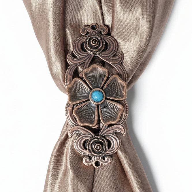 Copper Flower Turquoise Western Concho W111