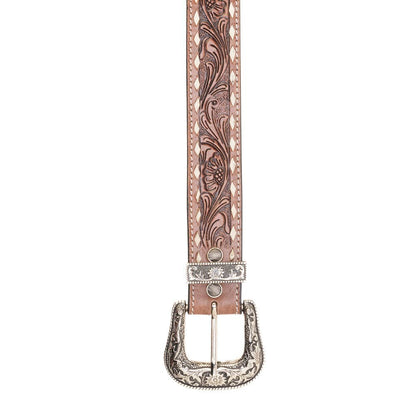 Talavera Handtooled Leather Belt for Women in Ember