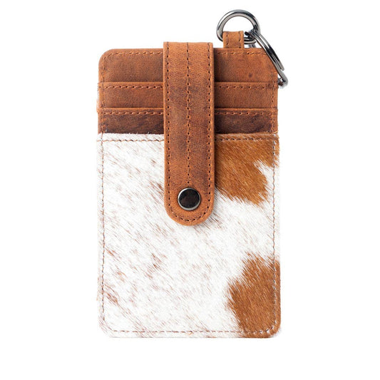 Roper Card Holder for Women in brown with hair-on detail