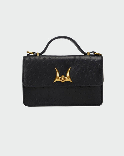 Loyal West Valencia Ostrich Leather Bag - Black