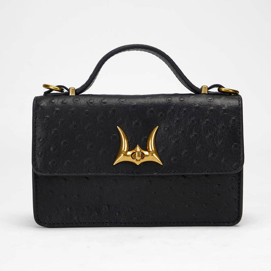 Loyal West Valencia Ostrich Leather Bag - Black