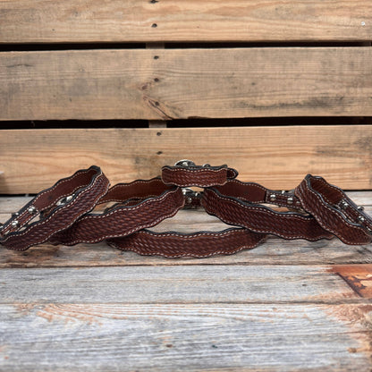 Medium Oil Genuine Leather Dog Collars Sizes 10"-28"
