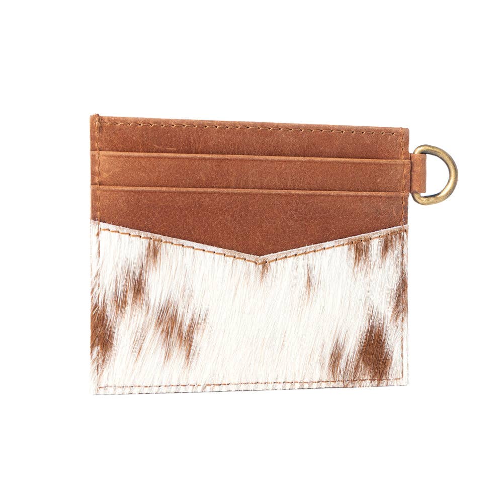 Cowtown Card Holder for Women in brown with hair-on detail