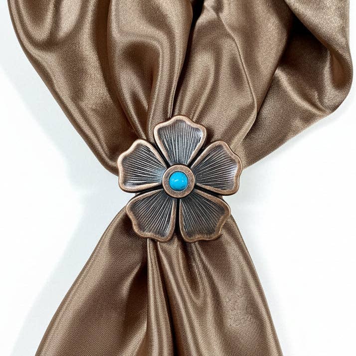 Copper Flower Turquoise Western Concho W111