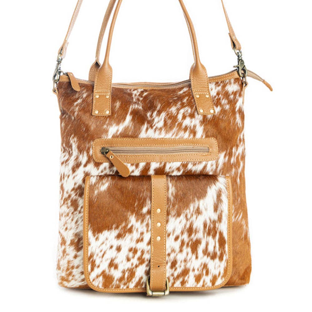 Mesa Maverick Tote Bag in Brown & White