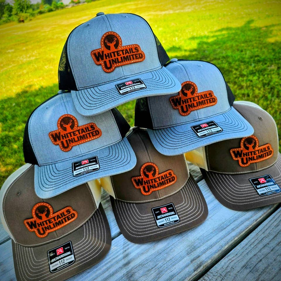 Custom Logo Leather Patch Hat - Patches are sewn, not glued!