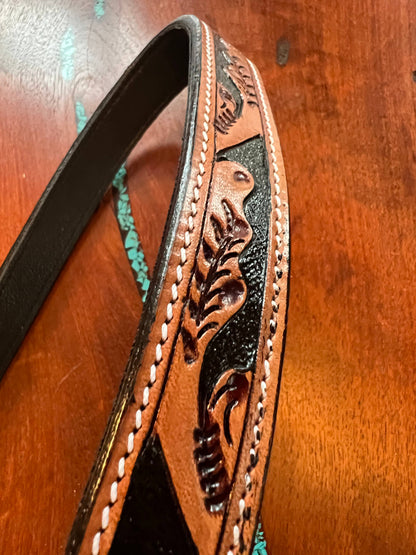 Western Tooled Leather Fancy Dog Leash