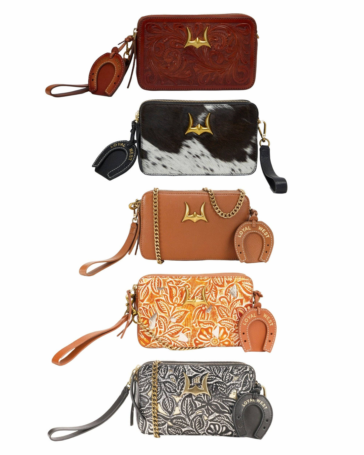 Loyal West Shell Mini Purse In Black & White Cowhide
