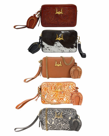 Loyal West Shell Mini Purse In Black & White Cowhide