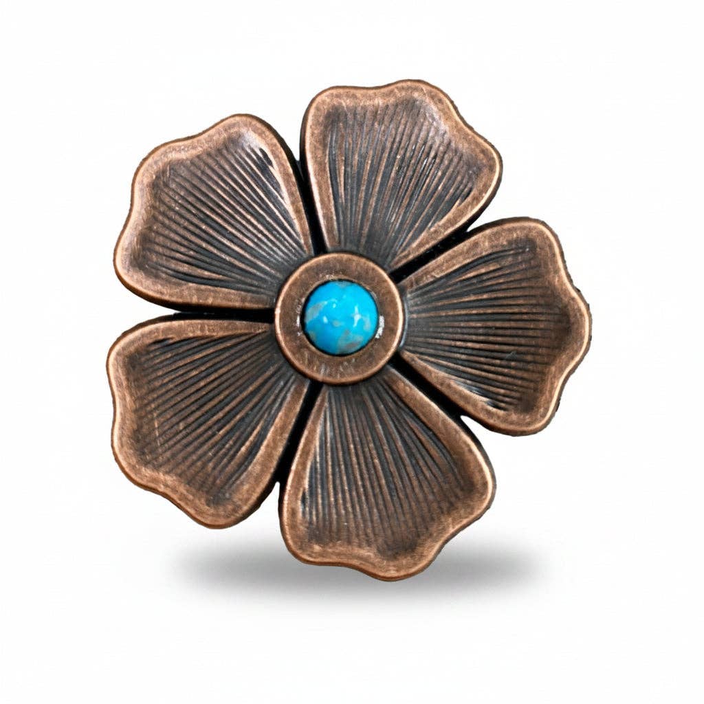 Copper Flower Turquoise Western Concho W111