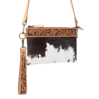 Stone Barrow Hairon Leather Bag in Ochre Frost