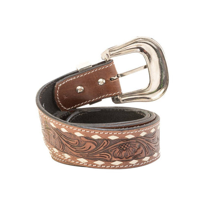 Talavera Handtooled Leather Belt for Women in Ember